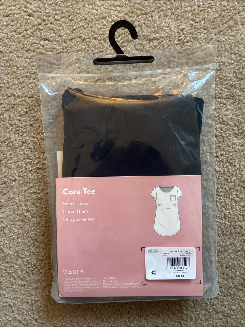 Destination Maternity Black Ribbed Core Tee - Size M - Picture 4 of 7